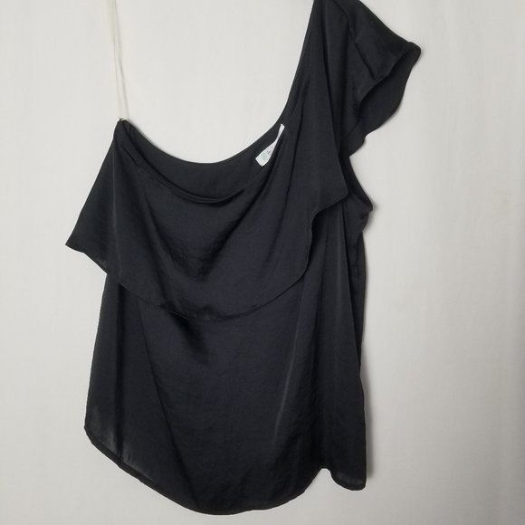 NWT Love,Fire black silky off the shoulder tank top women's size Medium (42) - Picture 5 of 9